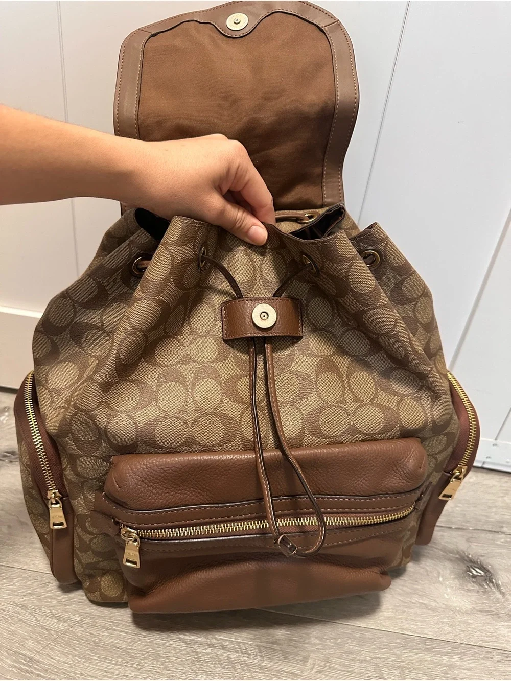 Coach Baby Backpack in Signature Canvas, Style CZ187 in Gold/Brown/Walnut